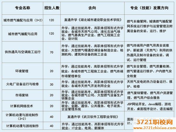 武汉市燃气热力学校2023年招生计划