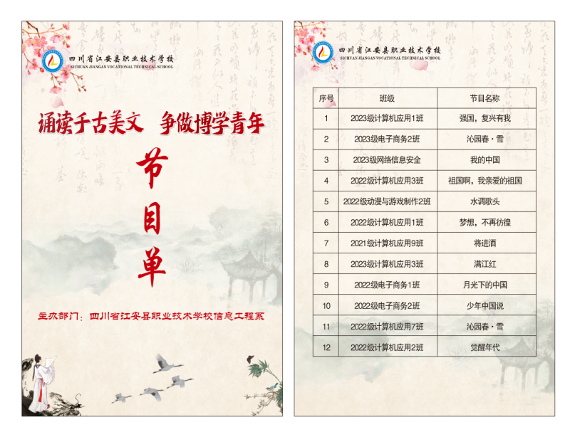 【宜宾职业学校】诵读千古美文•争做博学青年